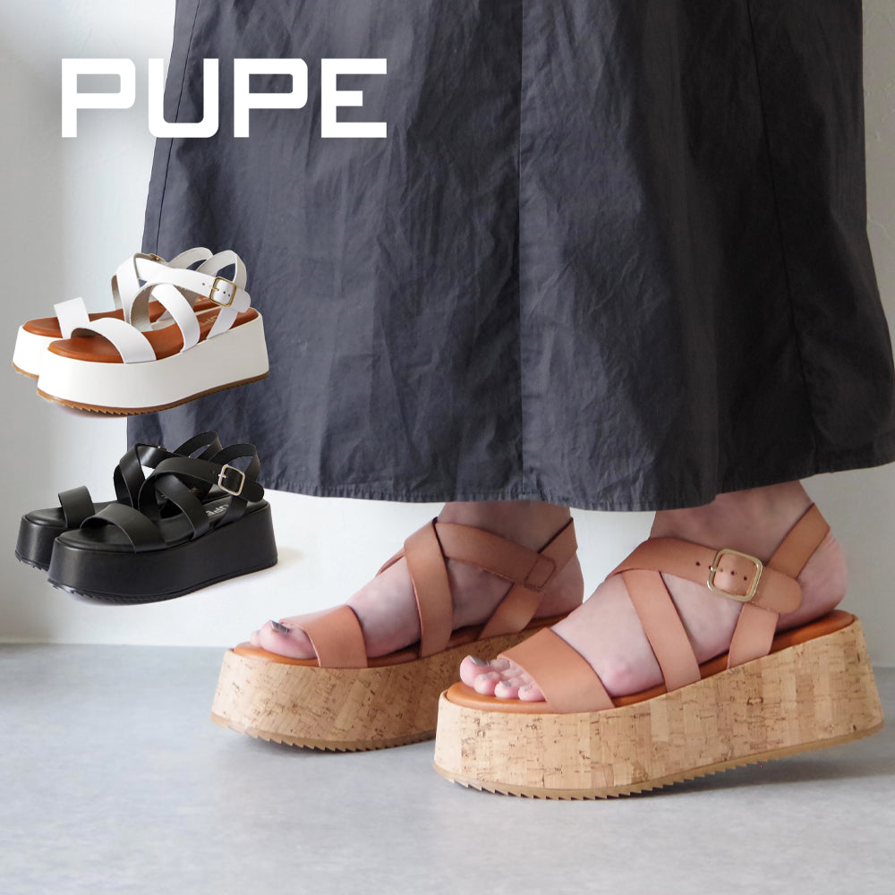 PUPE プーペ 厚底クロスベルトサンダル【23PZ367】