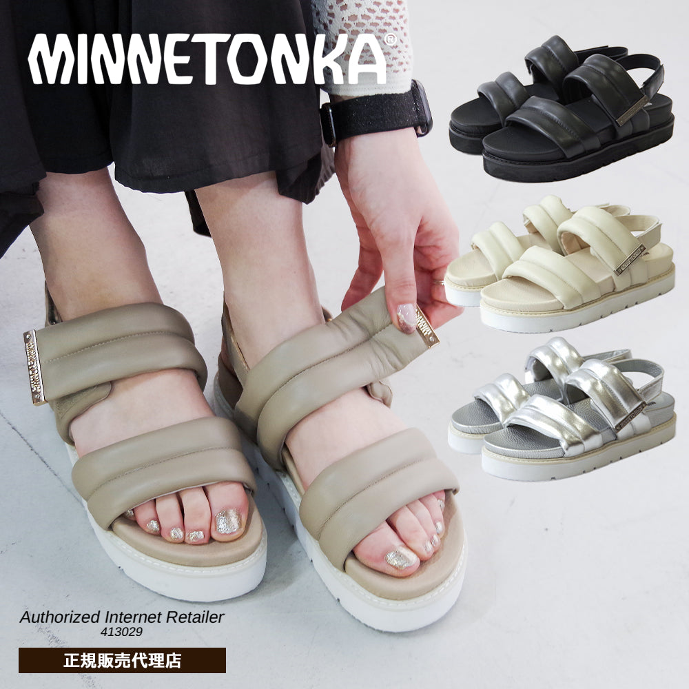 【特典付き】【MINNETONKA ミネトンカ】正規販売代理店 正規品 【25M02】 プラットフォームパフィストラップサンダル