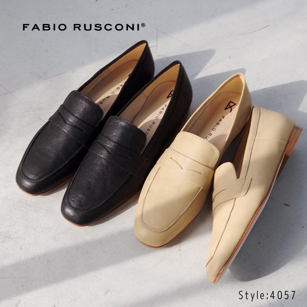 【特典付き】【FABIO RUSCONI ファビオ ルスコーニ】モメント ローファー 【4057】コイン クラシック スクエアトゥ