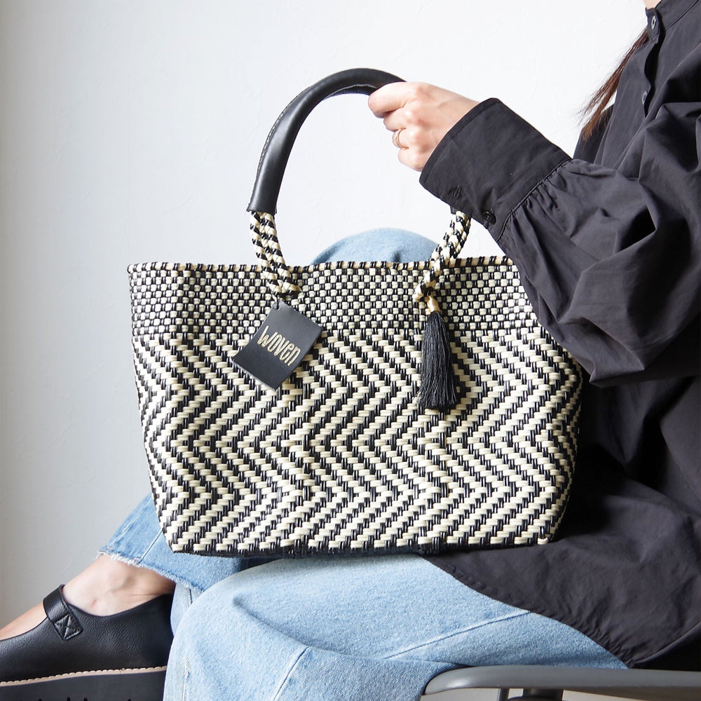 【WOVEN ウーヴン】メキシコ製 バスケットバッグ メルカドバッグ かごバッグ