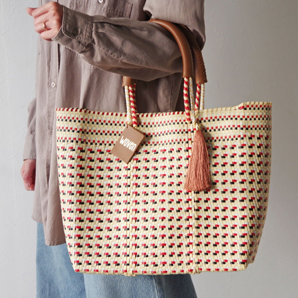 【WOVEN ウーヴン】Middle Tote ミドルトート メキシコ製 バスケットバッグ メルカドバッグ