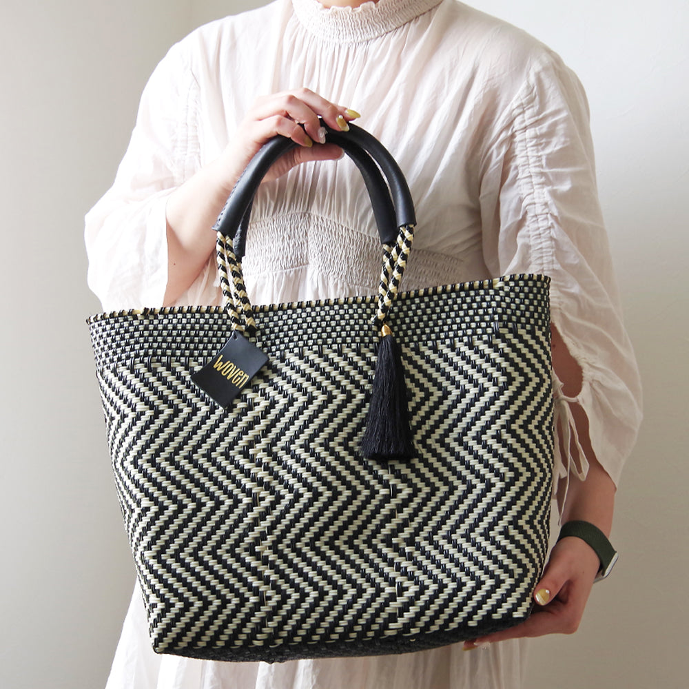 【WOVEN ウーヴン】Middle Tote ミドルトート メキシコ製 バスケットバッグ メルカドバッグ