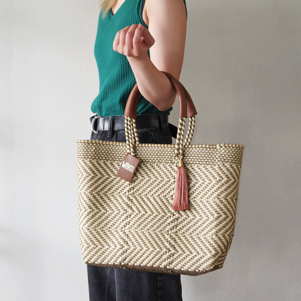 【WOVEN ウーヴン】Middle Tote ミドルトート メキシコ製 バスケットバッグ メルカドバッグ