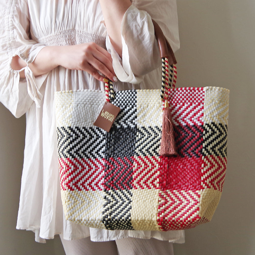 【WOVEN ウーヴン】Middle Tote ミドルトート メキシコ製 バスケットバッグ メルカドバッグ