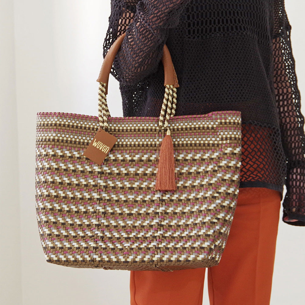 【WOVEN ウーヴン】Middle Tote ミドルトート メキシコ製 バスケットバッグ メルカドバッグ