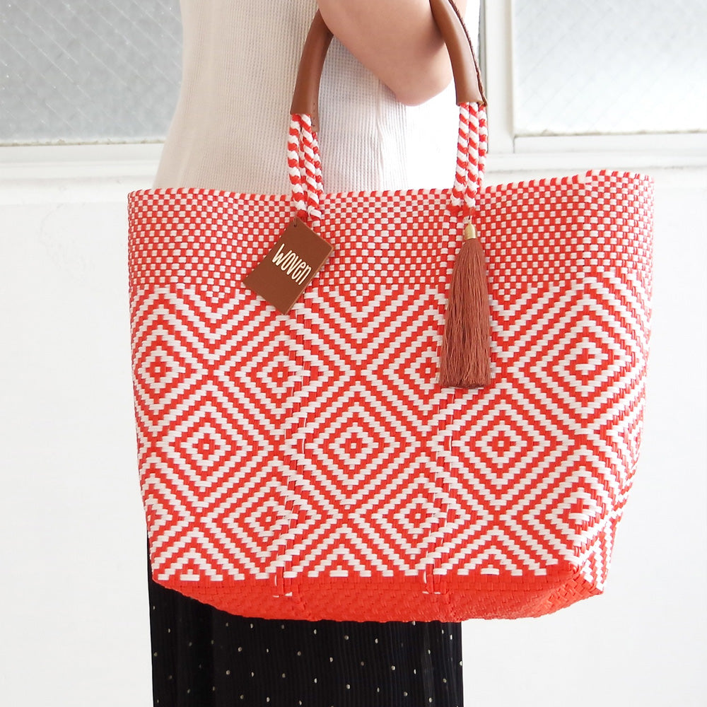 【WOVEN ウーヴン】Middle Tote ミドルトート メキシコ製 バスケットバッグ メルカドバッグ