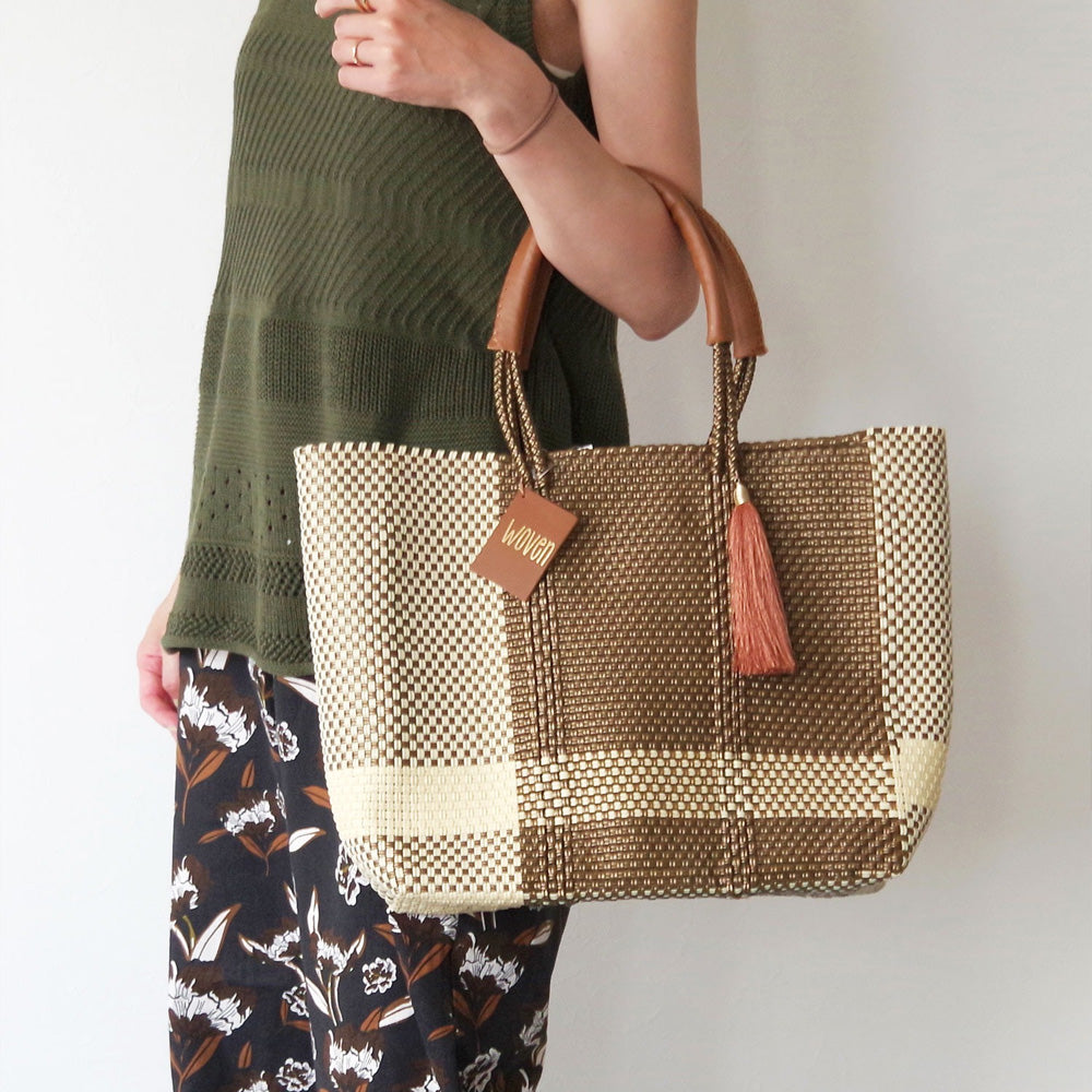 【WOVEN ウーヴン】Middle Tote ミドルトート メキシコ製 バスケットバッグ メルカドバッグ