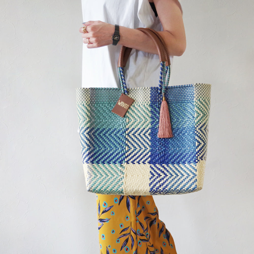 【WOVEN ウーヴン】Middle Tote ミドルトート メキシコ製 バスケットバッグ メルカドバッグ
