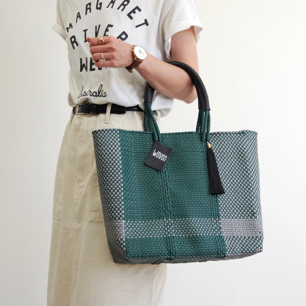【WOVEN ウーヴン】Middle Tote ミドルトート メキシコ製 バスケットバッグ メルカドバッグ