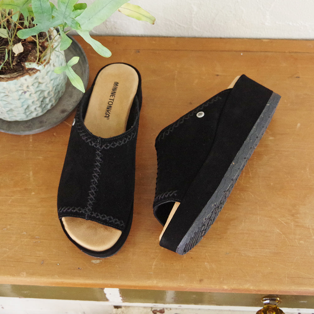 【特典付き】【MINNETONKA ミネトンカ】正規販売代理店 正規品 【PAISLEE】 ウェッジソール スライドサンダル 【565001 565467 565211 565829 565263】