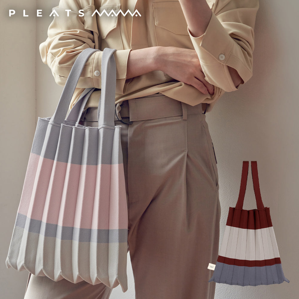 PLEATS MAMA トートバッグ 【TOTE BAG BLOCK】 ニットバッグ ハンドバッグ