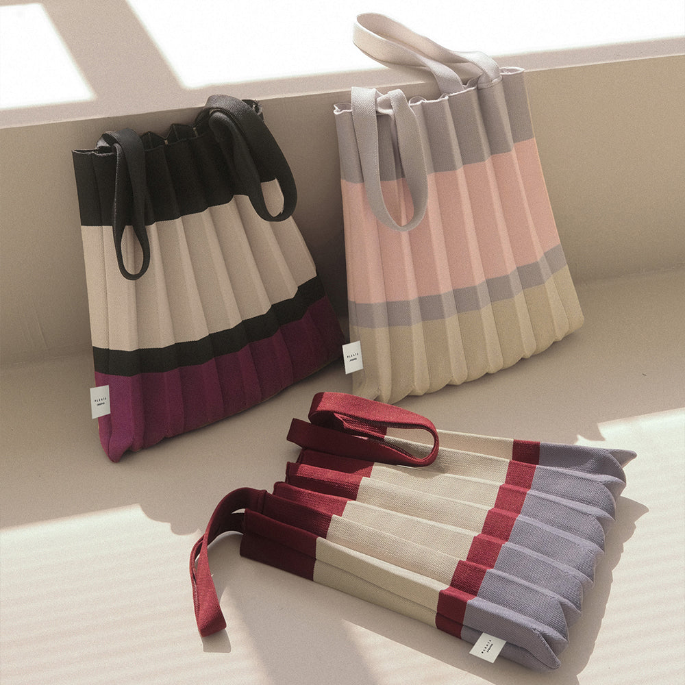 PLEATS MAMA トートバッグ 【TOTE BAG BLOCK】 ニットバッグ ハンドバッグ