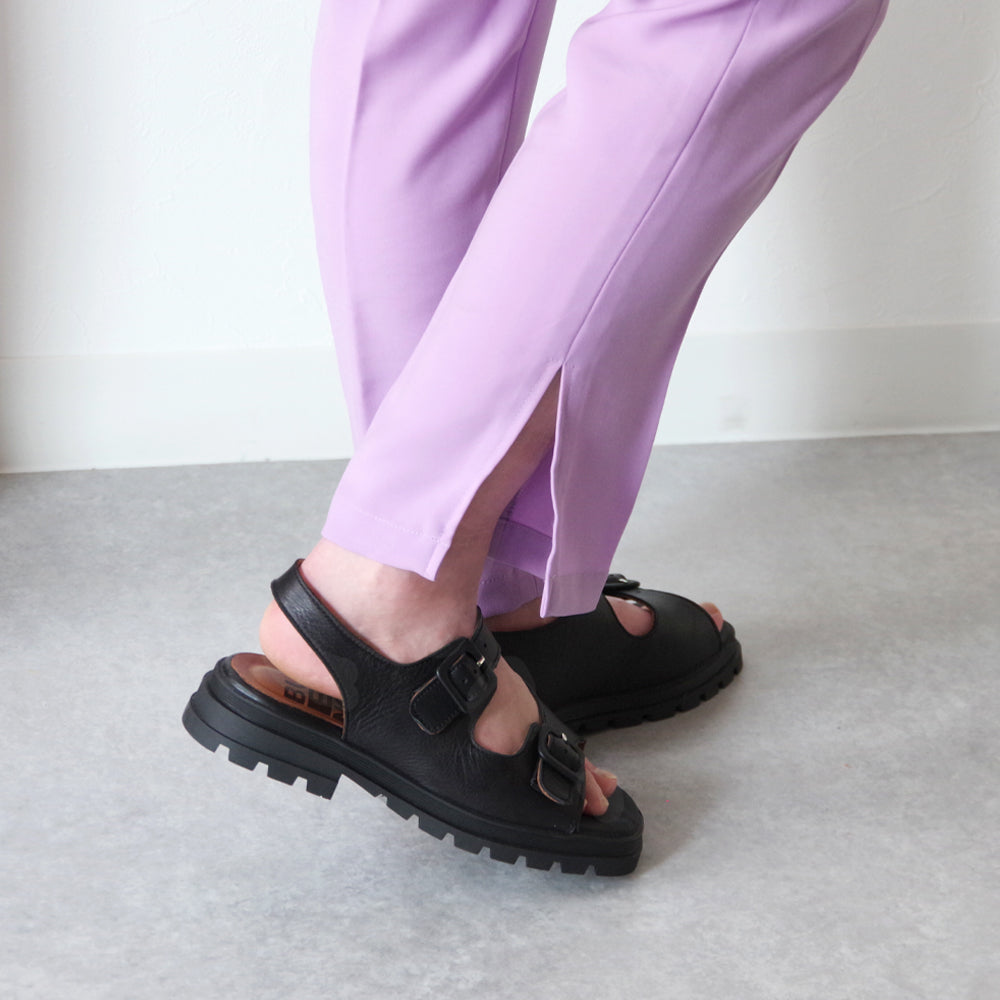 【BUENO SHOES ブエノシューズ】 ダブルベルトサンダル 【Y5505】 トルコ製 厚底 フラット スクエアトゥ トラックソール