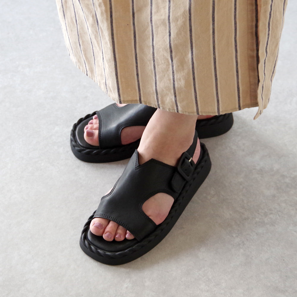 【BUENO SHOES ブエノシューズ】 ロープソールサンダル 【Y9104】 トルコ製 ラウンドトゥ つっかけ ストラップ デザインカット 厚底