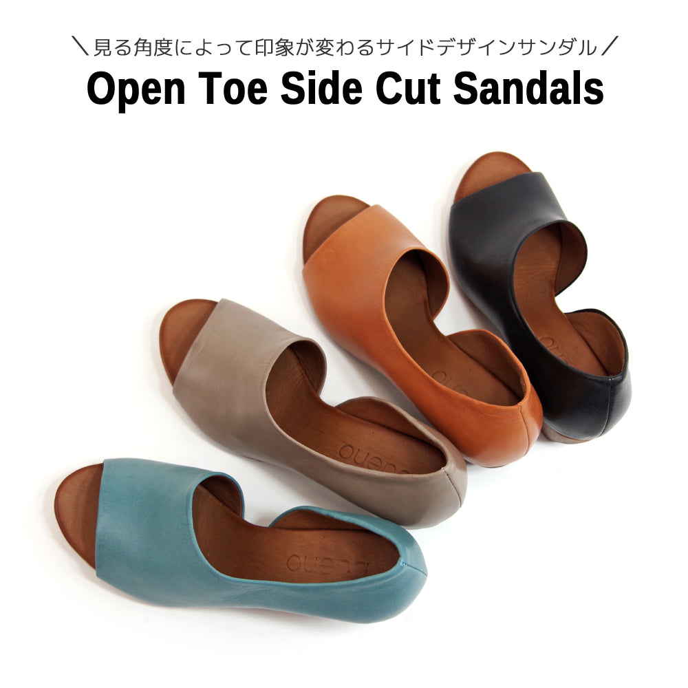 【BUENO SHOES ブエノシューズ】トルコ製 オープントゥサイドカットサンダル【J2410】