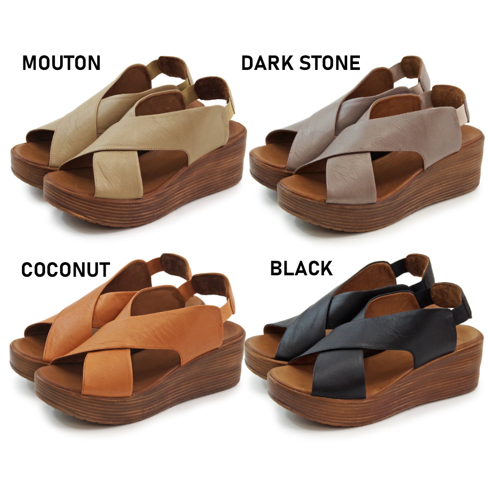【BUENO SHOES ブエノシューズ】トルコ製 クロスベルトウエッジソールサンダル【L3402】