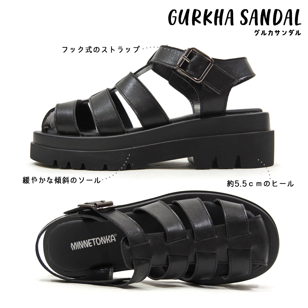 ミネトンカ MINNETONKA グルカサンダル レザー ブラック - 靴