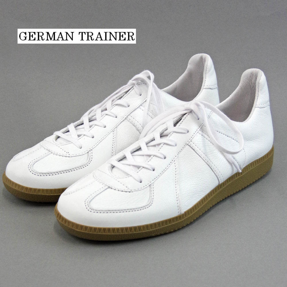 GERMAN TRAINER(ジャーマントレーナー) / レースアップ スニーカー 1183AL タナカユニバーサル ブラック ホワイト レザースニーカー ミリタリー ジャーマントレーナー 白