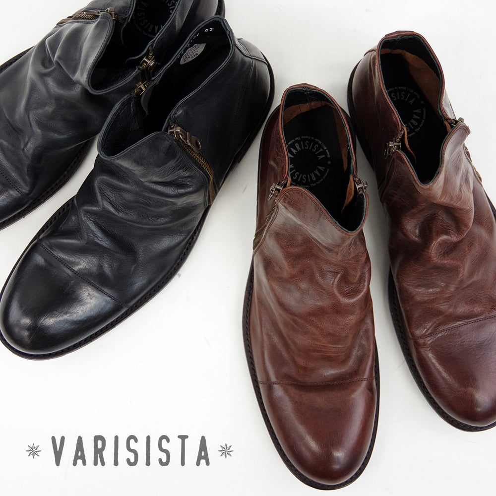 【VARISISTA ヴァリジスタ 】ダブルジップドレープブーツ ビブラムソール(Z508-LX) サイドジップブーツ Vibram sole メンズシューズ 革靴 紳士靴 日本製