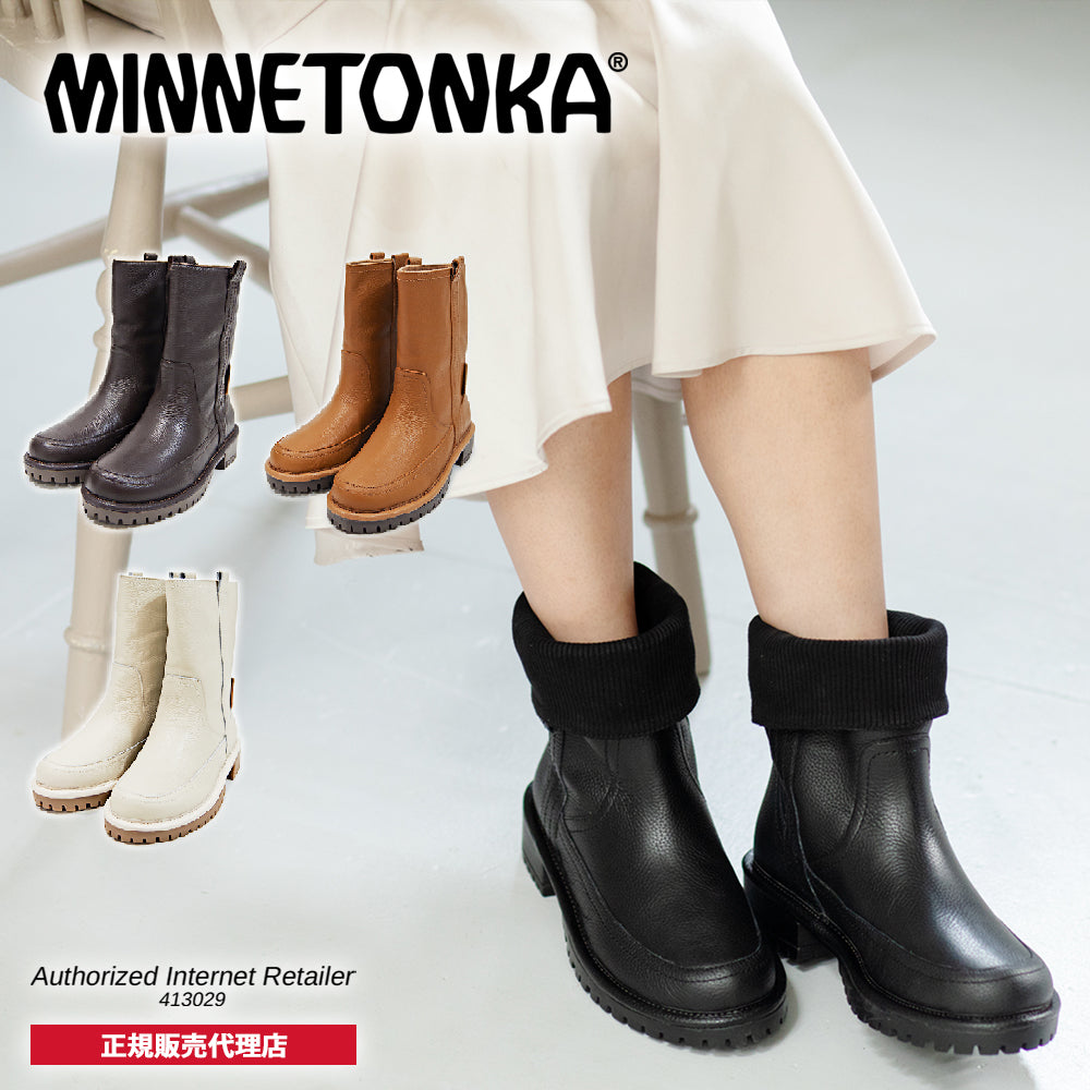 【ミネトンカ MINNETONKA】正規販売代理店 正規品 ステッチダウンハーフブーツ【23M13】