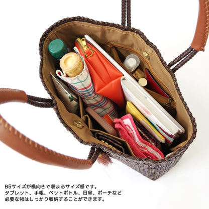 WOVEN ウーヴン Small Tote スモールトート 無地 単色 メルカドバッグ マルシェバッグ 旅行 レジャー 夏コーデ デイリー使い 軽量 裏地付き A5対応 トートバッグ レザーハンドル