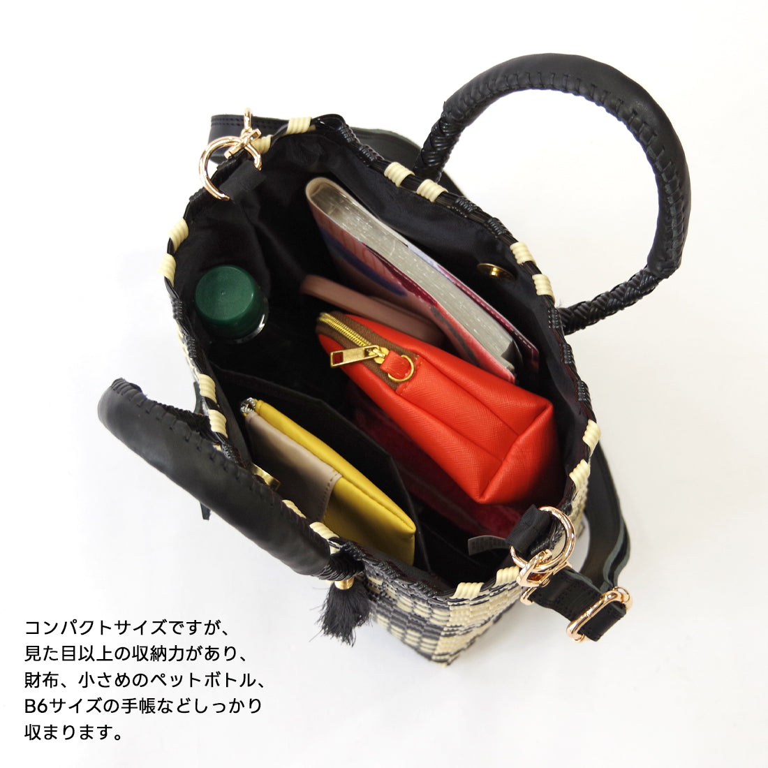 【WOVEN ウーヴン】Mini Shoulder Tote ミニショルダートート メルカドバッグ 旅行 レジャー 夏コーデ デイリー使い 軽量 裏地付き ミニバッグ 肩掛け 斜め掛け
