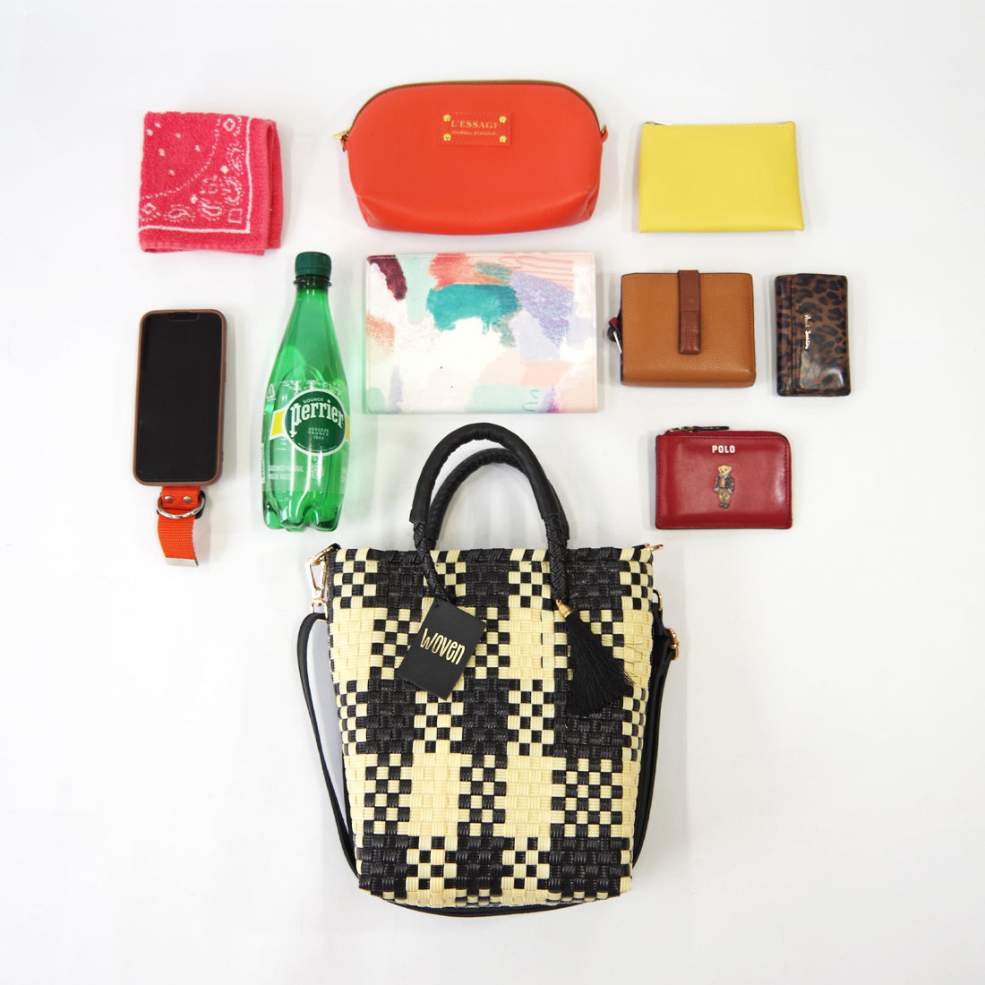 【WOVEN ウーヴン】Mini Shoulder Tote ミニショルダートート メルカドバッグ 旅行 レジャー 夏コーデ デイリー使い 軽量 裏地付き ミニバッグ 肩掛け 斜め掛け