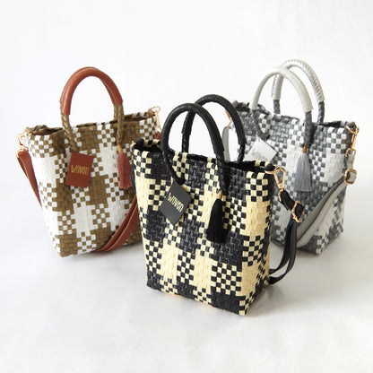 【WOVEN ウーヴン】Mini Shoulder Tote ミニショルダートート メルカドバッグ 旅行 レジャー 夏コーデ デイリー使い 軽量 裏地付き ミニバッグ 肩掛け 斜め掛け