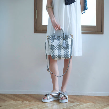 【WOVEN ウーヴン】Mini Shoulder Tote ミニショルダートート メルカドバッグ 旅行 レジャー 夏コーデ デイリー使い 軽量 裏地付き ミニバッグ 肩掛け 斜め掛け