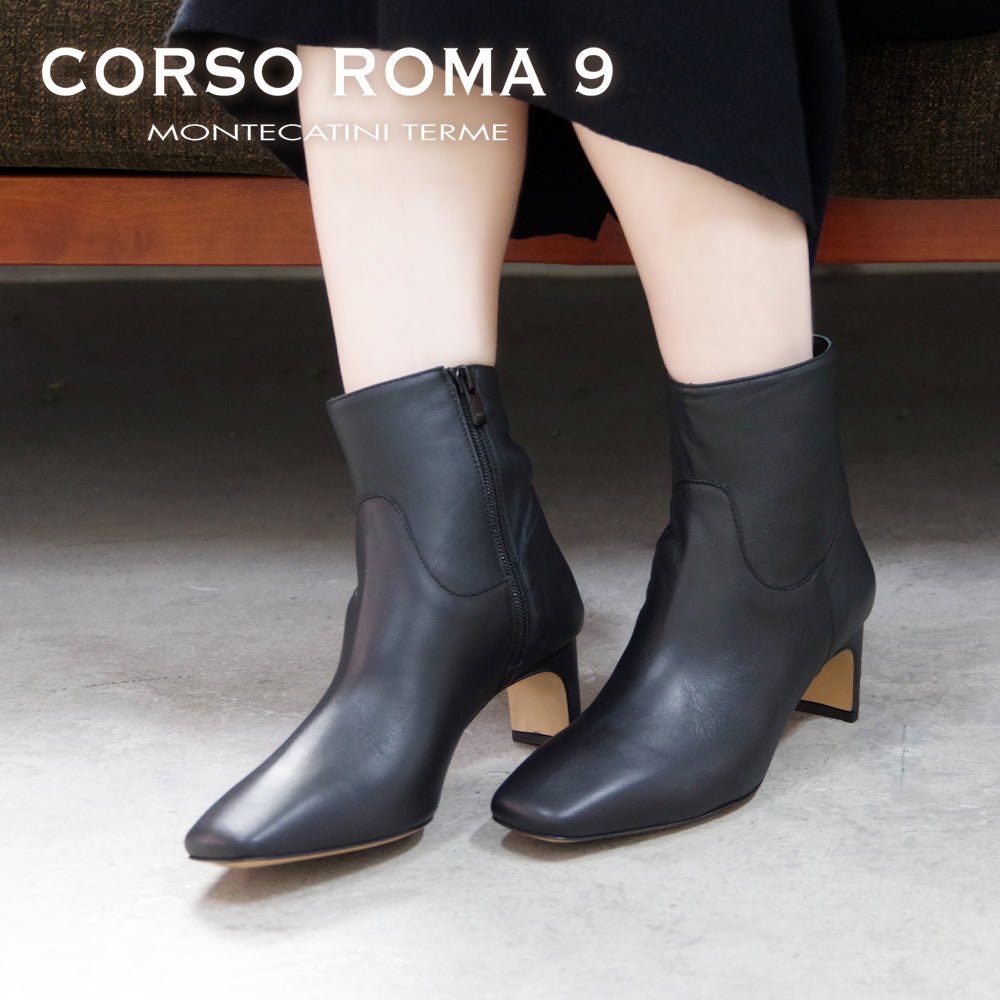 【CORSO ROMA コルソローマ ノーヴェ】ショートブーツ【3532/SU】スクエアトゥ プレートヒール