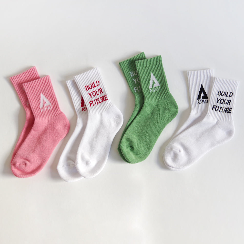 【ASFVLT アスファルト】【LOGO SOCKS】WHITE×BLACK