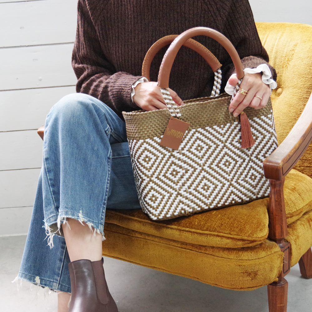 【WOVEN ウーヴン】メキシコ製 バスケットバッグ メルカドバッグ かごバッグ