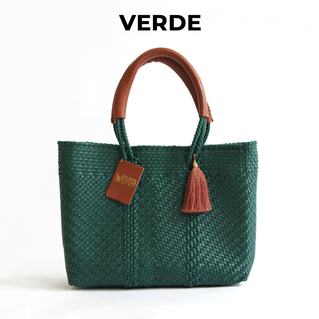 WOVEN ウーヴン Small Tote スモールトート 無地 単色 メルカドバッグ マルシェバッグ 旅行 レジャー 夏コーデ デイリー使い 軽量 裏地付き A5対応 トートバッグ レザーハンドル
