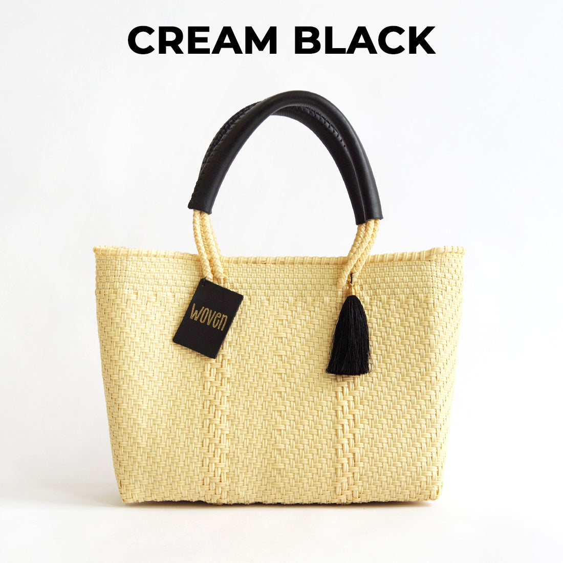 WOVEN ウーヴン Small Tote スモールトート 無地 単色 メルカドバッグ マルシェバッグ 旅行 レジャー 夏コーデ デイリー使い 軽量 裏地付き A5対応 トートバッグ レザーハンドル