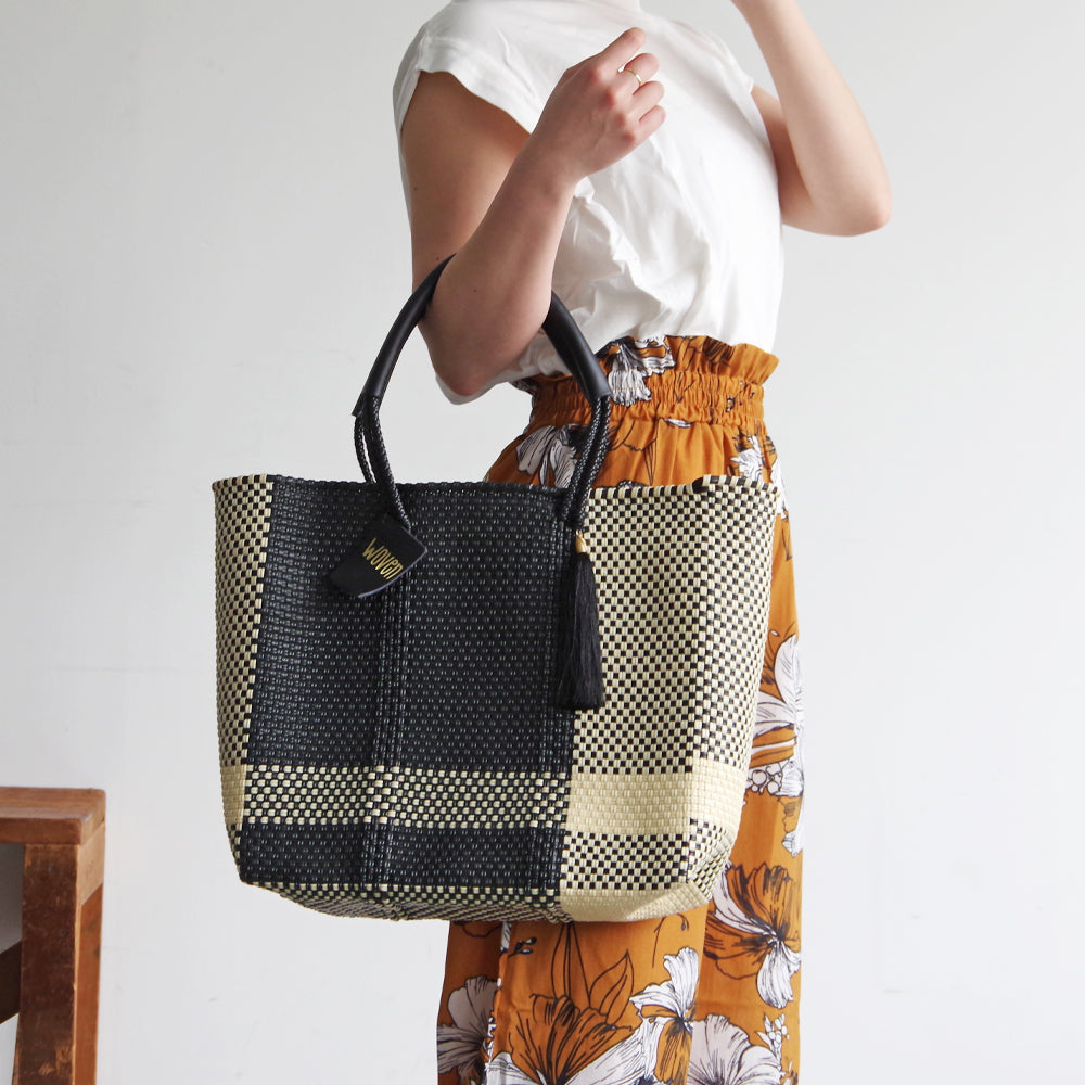 【WOVEN ウーヴン】Middle Tote ミドルトート メキシコ製 バスケットバッグ メルカドバッグ