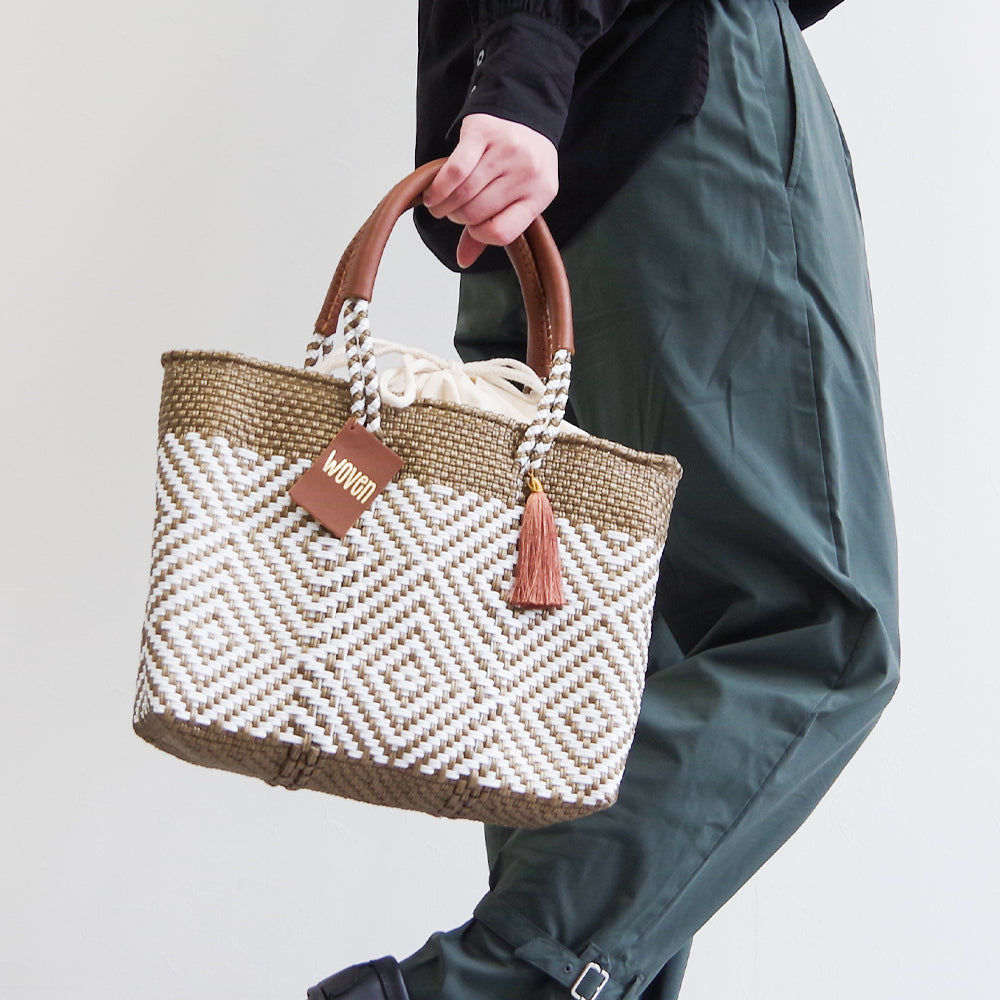 【WOVEN ウーヴン】バスケットバッグ コットンライニング 【SMALL BAG COTTON LINING】 メキシコ製 メルカドバッグ