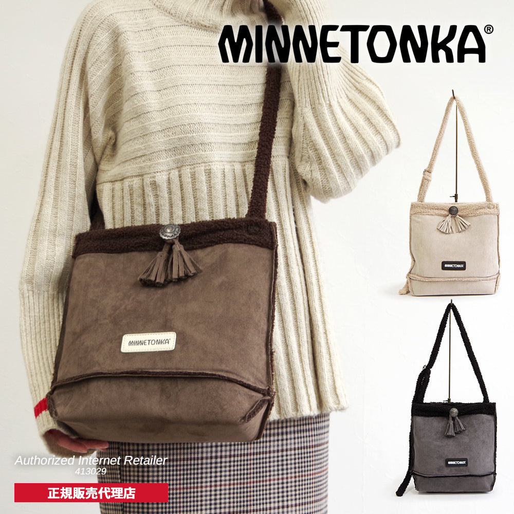 【MINNETONKA ミネトンカ】正規販売代理店 正規品 【SUEDE×BOA SHOULDER BAG】 スエード× ボアトートショルダーバッグ