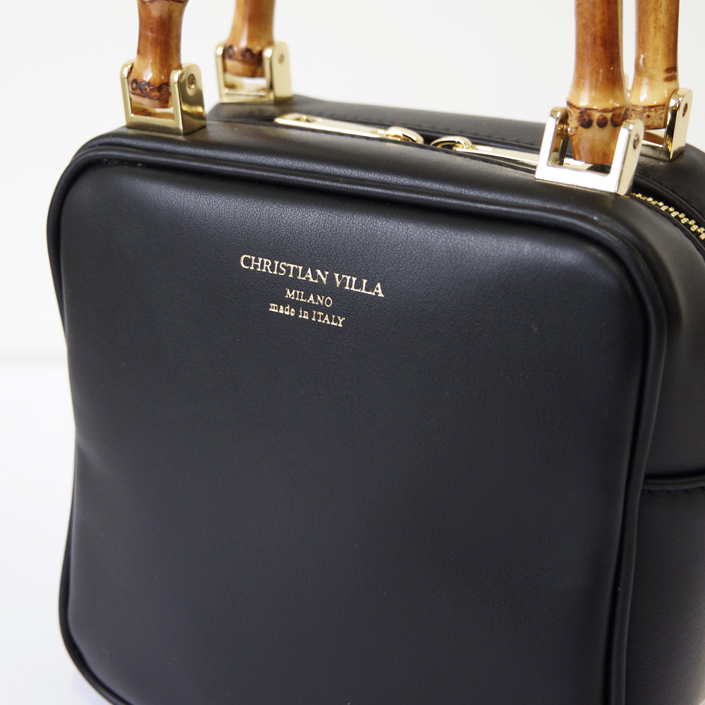 CHRISTIAN VILLA クリスチャン ヴィラ 【FRANCESCA SQUARE CAMERA BAG 4923 HERO】 スクエアバッグ イタリア製 バンブーハンドル 2way