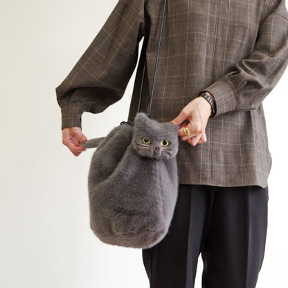 【WOVEN ウーヴン】エコファーねこ2WAYバッグ【ECO FUR NEKO 2WAY BAG】