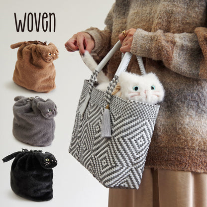 【売上の一部を寄付｜保護犬猫支援】【WOVEN ウーヴン】エコファーねこ2WAYバッグ【ECO FUR NEKO 2WAY BAG】