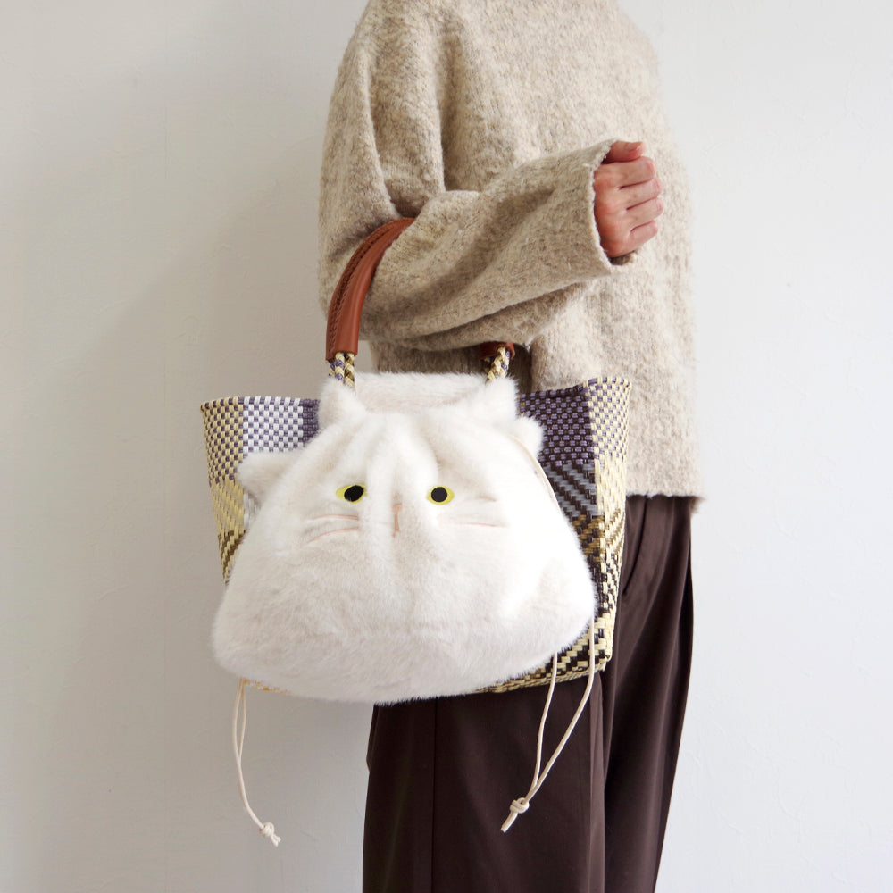 【売上の一部を寄付｜保護犬猫支援】WOVEN ウーヴン 【ECO FUR NEKO FACE BAG】 エコファーねこ2WAYバッグ