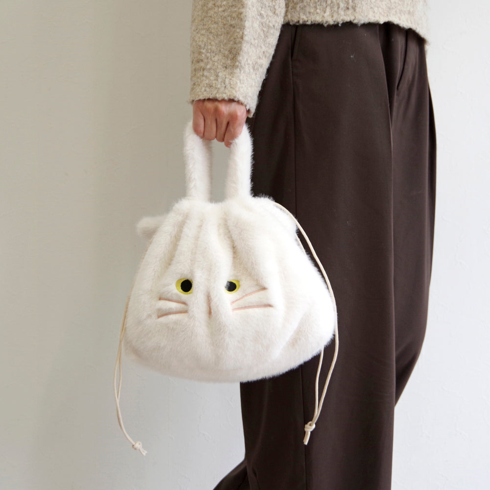 【売上の一部を寄付｜保護犬猫支援】WOVEN ウーヴン 【ECO FUR NEKO FACE BAG】 エコファーねこ2WAYバッグ