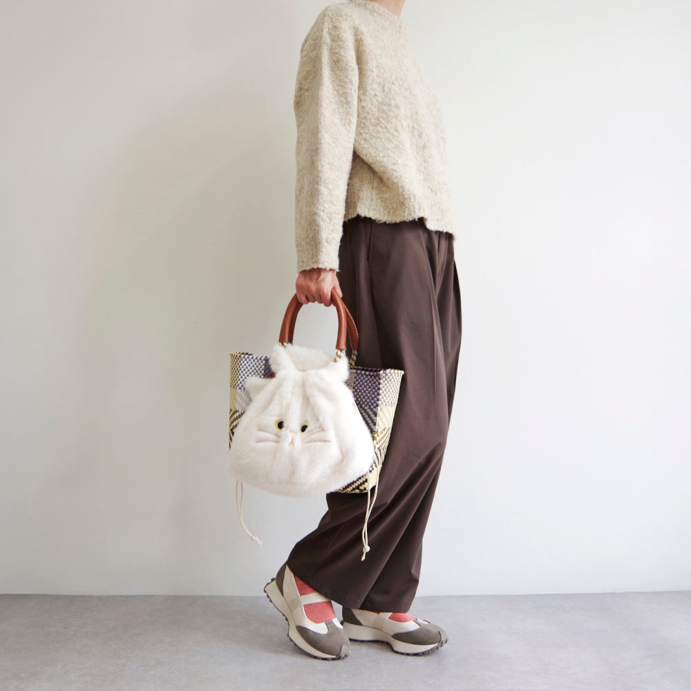【売上の一部を寄付｜保護犬猫支援】WOVEN ウーヴン 【ECO FUR NEKO FACE BAG】 エコファーねこ2WAYバッグ
