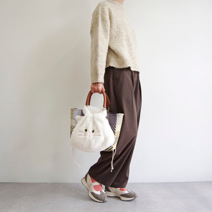 【売上の一部を寄付｜保護犬猫支援】WOVEN ウーヴン 【ECO FUR NEKO FACE BAG】 エコファーねこ2WAYバッグ