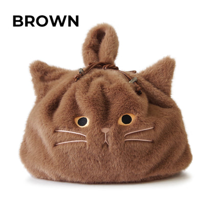 【売上の一部を寄付｜保護犬猫支援】WOVEN ウーヴン 【ECO FUR NEKO FACE BAG】 エコファーねこ2WAYバッグ