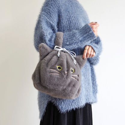 【売上の一部を寄付｜保護犬猫支援】WOVEN ウーヴン 【ECO FUR NEKO FACE BAG】 エコファーねこ2WAYバッグ