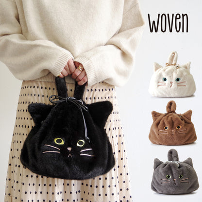 【売上の一部を寄付｜保護犬猫支援】WOVEN ウーヴン 【ECO FUR NEKO FACE BAG】 エコファーねこ2WAYバッグ