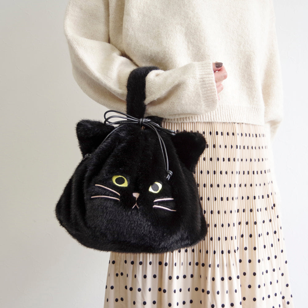 【売上の一部を寄付｜保護犬猫支援】WOVEN ウーヴン 【ECO FUR NEKO FACE BAG】 エコファーねこ2WAYバッグ