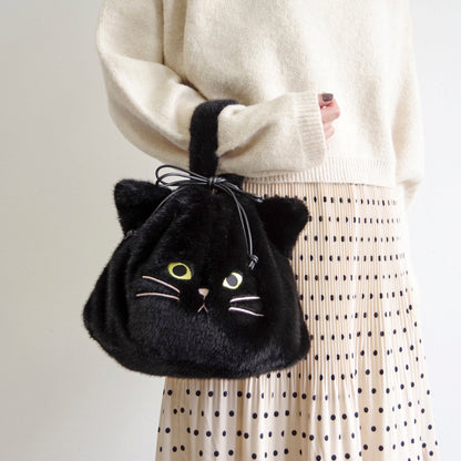 【売上の一部を寄付｜保護犬猫支援】WOVEN ウーヴン 【ECO FUR NEKO FACE BAG】 エコファーねこ2WAYバッグ
