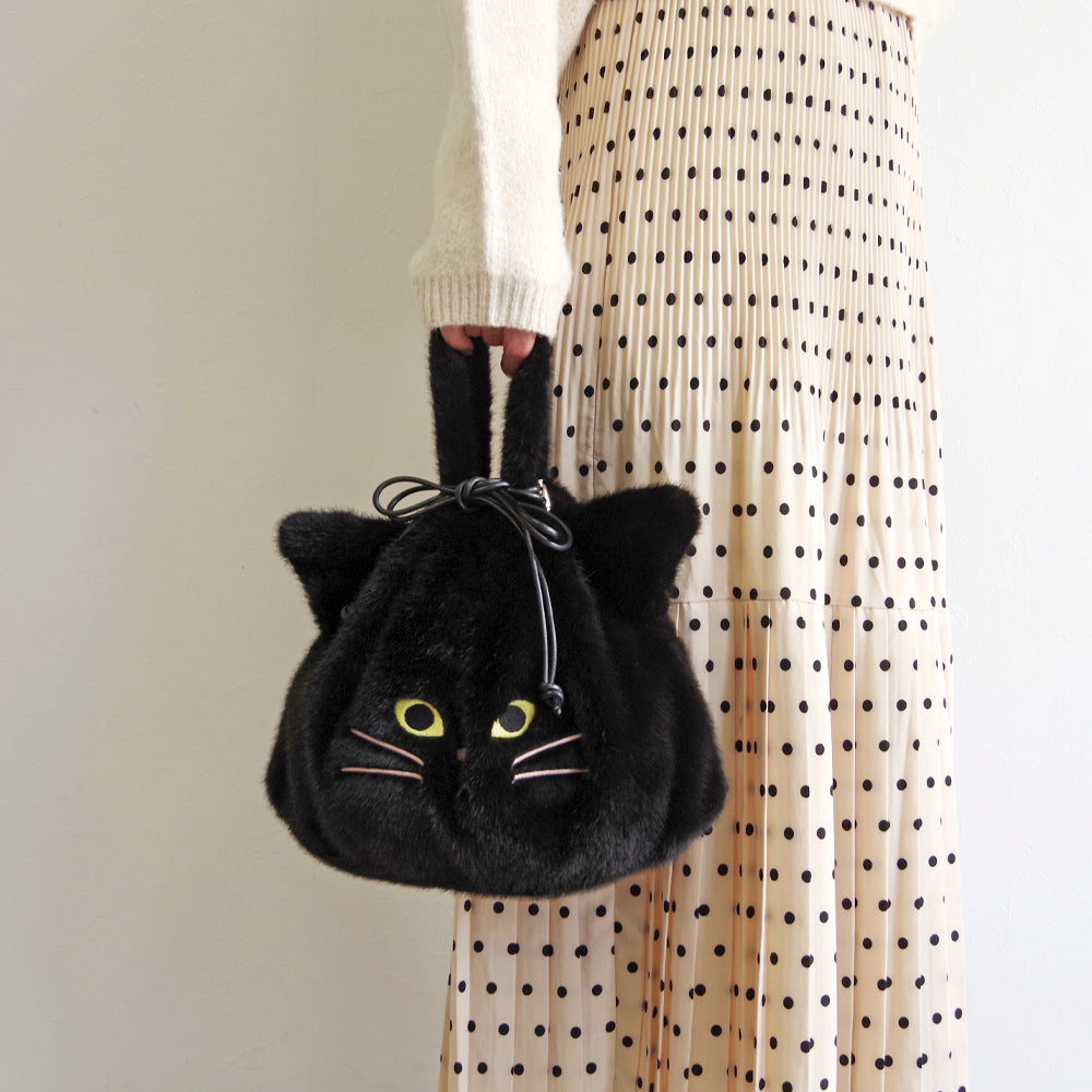 【売上の一部を寄付｜保護犬猫支援】WOVEN ウーヴン 【ECO FUR NEKO FACE BAG】 エコファーねこ2WAYバッグ